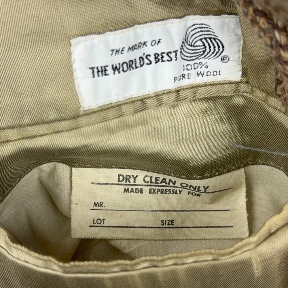 VTG Stanley Blacker Blazer Mens 40 Brown Herringbone Tweed Wool Sport Coat 80s